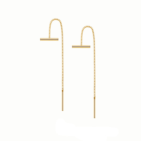 FE1951 925 Sterling Silver Bar Box Chain Earrings