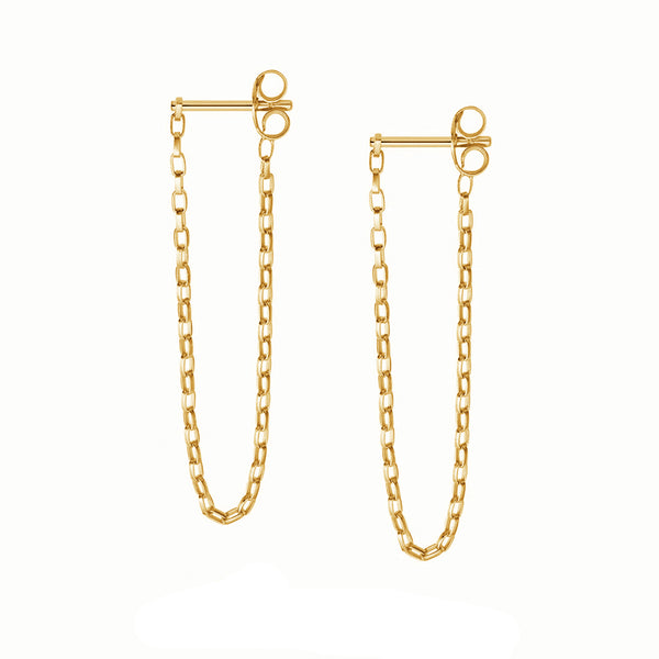 FE1952 925 Sterling Silver Box Chain Stud Earrings