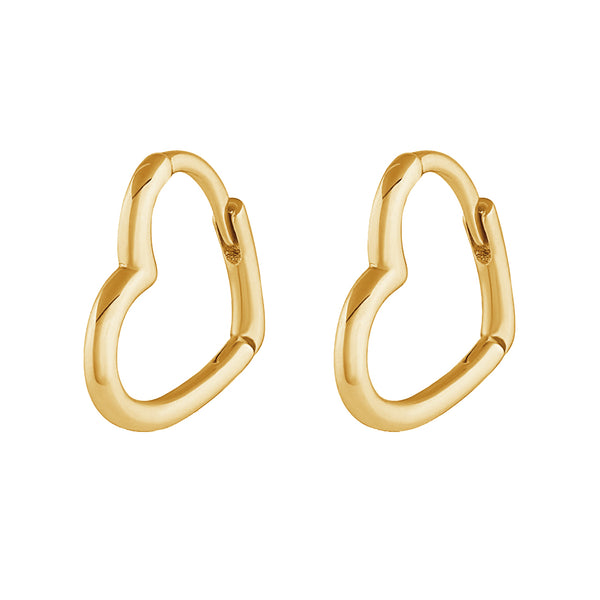 FE1993 925 Sterling Silver Women Jewelry High Polish Heart Hoop Earrings