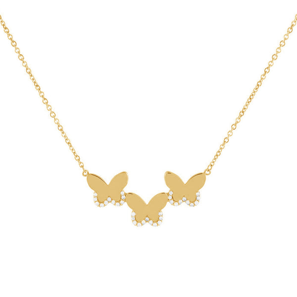 FX0712 925 Sterling Silver Triple Butterfly Necklace