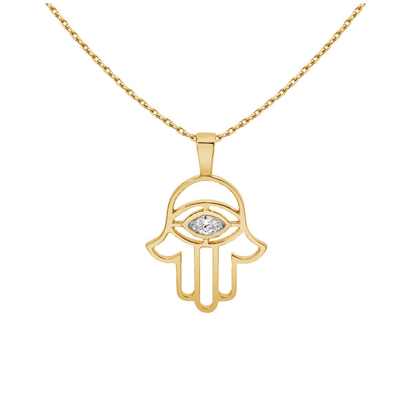 FX0818 925 Sterling Silver Hamsa Hand Zirconia Necklace