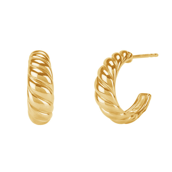 FE0726 925 Sterling Silver Croissant Hoop Earrings