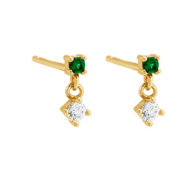 FE1997 925 Sterling Silver Green Cubic Zircoia Drop Stud Earrings