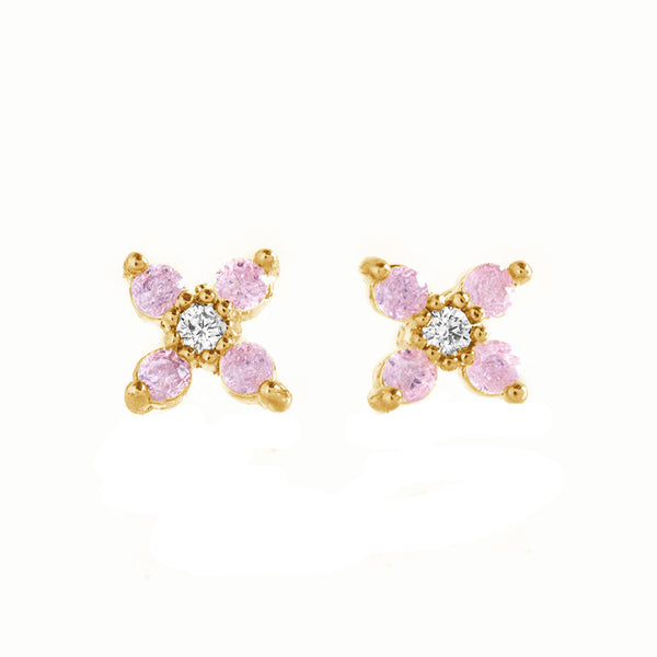 FE1565 925 Sterling Silver Flower Zircon Stud Earrings