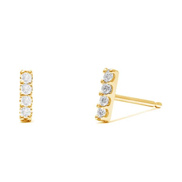 FE0742 925 Sterling Silver Diamonds Bar Studs Earrings