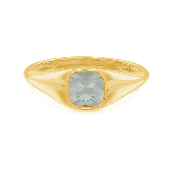 FJ0270 925 Sterling Silver signet green crystal Ring