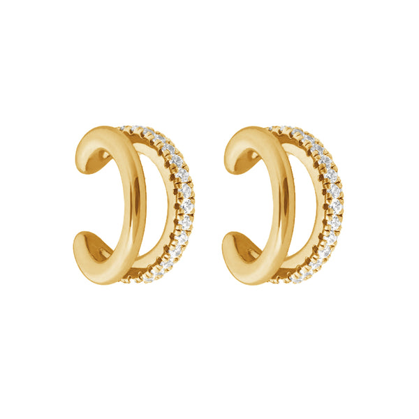 FE2010 925 Sterling Silver Cubic Zirconia Double Band Ear Cuff