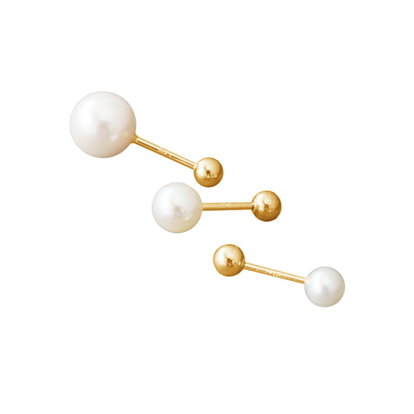 PE0048 925 Sterling Silver Simple Round Pearl Stud Earring For Women