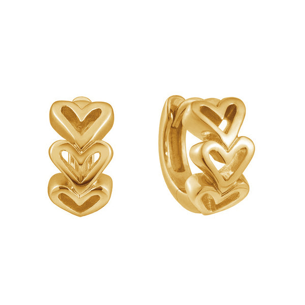 FE1985 925 Sterling Silver Triple Stacked Heart Hoop Earrings For Women