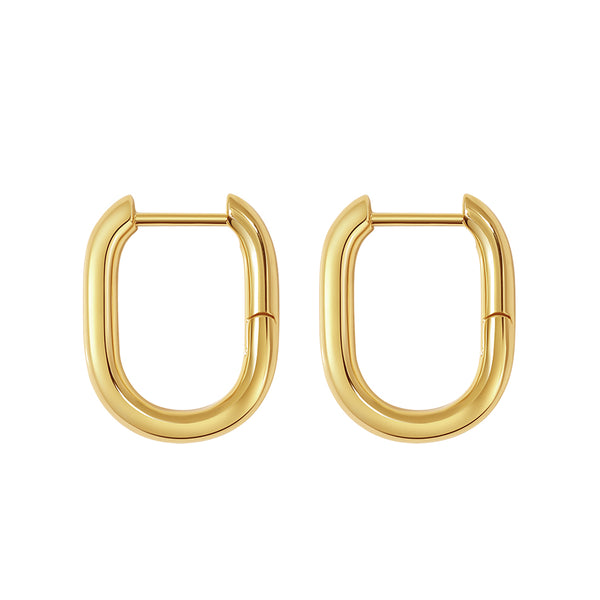 FE1976 925 Sterling Silver Oval Chunky Huggie Earring