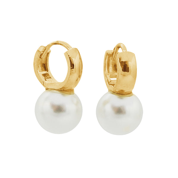 PE0064 925 Sterling Silver Big Shell Pearl Chunky Hoop Earring