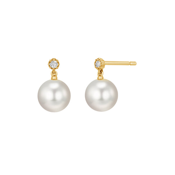 PE0037 925 Sterling Silver Dainty Cubic Zirconia Pearl Stud Earrings