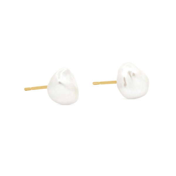 PE0128 925 Sterling Silver Classic Freshwater Pearl Baroque Stud Earrings