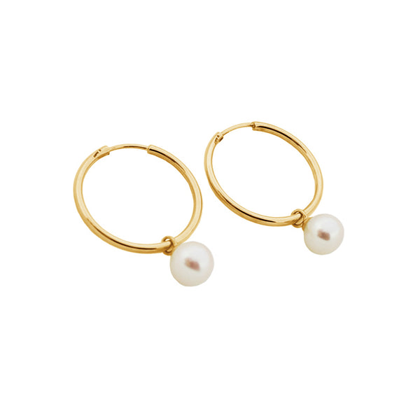 PE0054 925 Sterling Silver Big Circle Fresh Water Pearl Hoop Earrings
