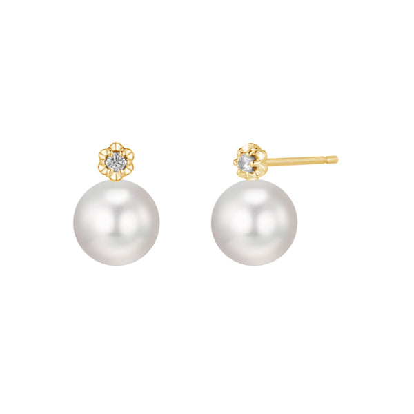 PE0038 925 Sterling Silver Single Shell Pearl CZ Stud Earring
