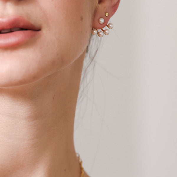 FE0280 925 Sterling Silver Quadripearl Ear Jackets Pearl Earrings