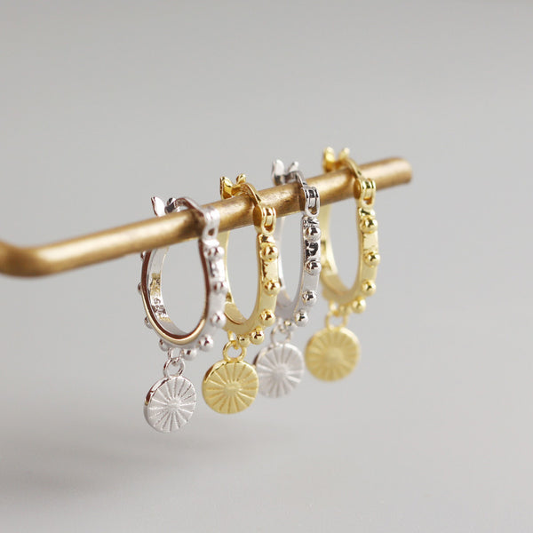 YHE0255 925 Sterling Silver Small Beads Round Coin Dangle Earring