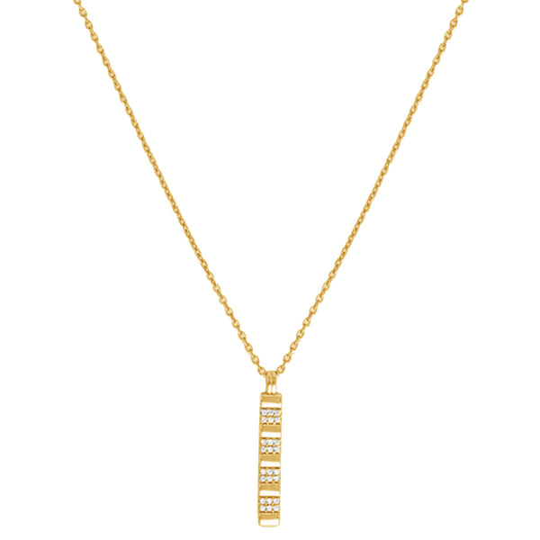 FX0921 925 Sterling Silver Vertical Bar Zirconia Necklace