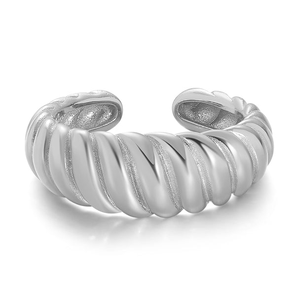 FJ0272 925 Sterling Silver Croissant Adjustable Ring