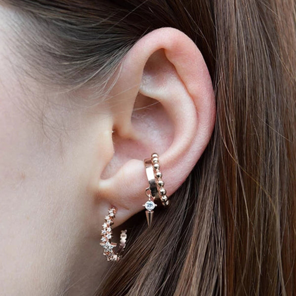 FE0182 925 Sterling Silver Mystic Star Hoop earrings