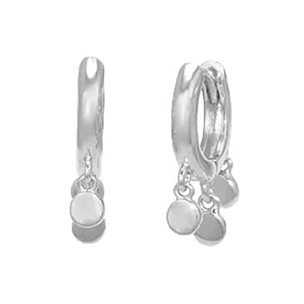 FE0034 925 Sterling Silver Shaker Disc Huggie Earrings