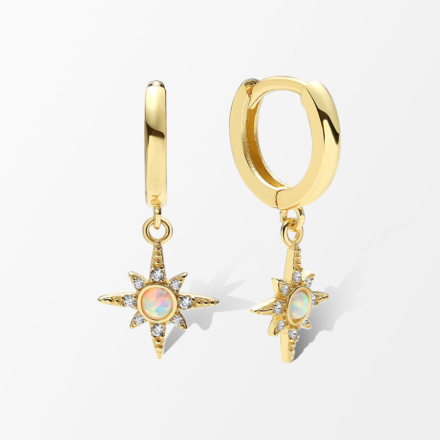 FE0010 Opal Starburst Huggies Earrings