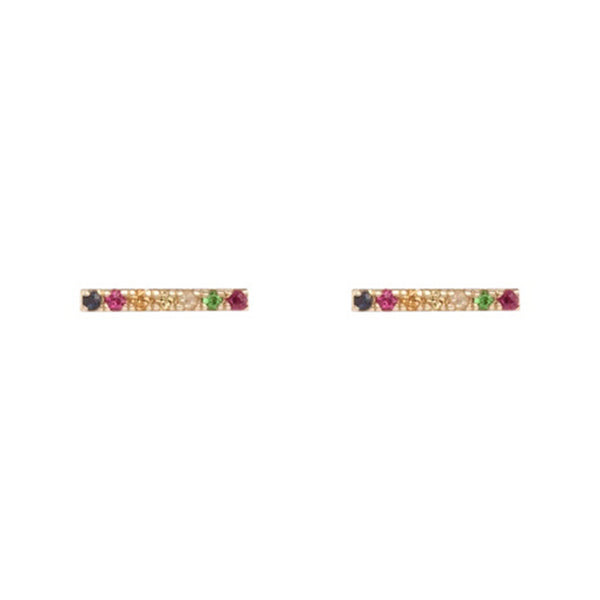 FE0274 925 Sterling Silver Kaleidoscope Midi Gold Bar Earrings