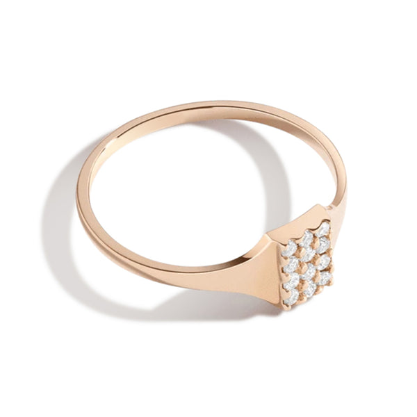 FJ0050 925 Sterling Silver Diamond Signet Ring