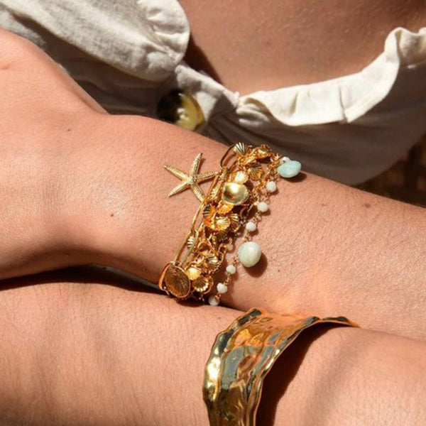 FS0049 925 Sterling Silver Starfish Chain Bracelet