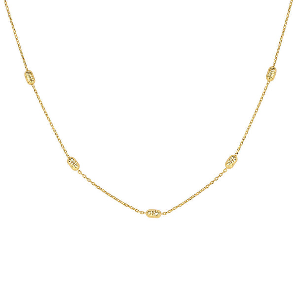 FX0780 925 Sterling Silver Gold Bead Chain Necklace