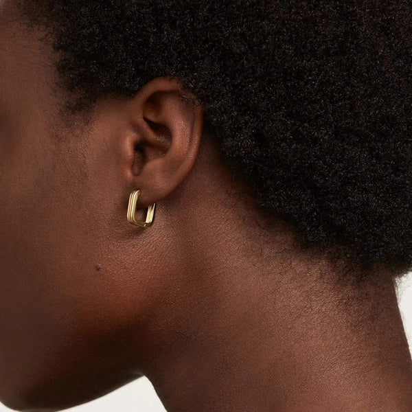 FE1815 925 Sterling Silver Triple Band Huggie Hoops