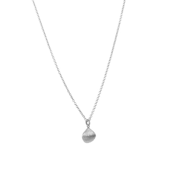 FX0297 925 Sterlng Silver Striped Shell Necklace