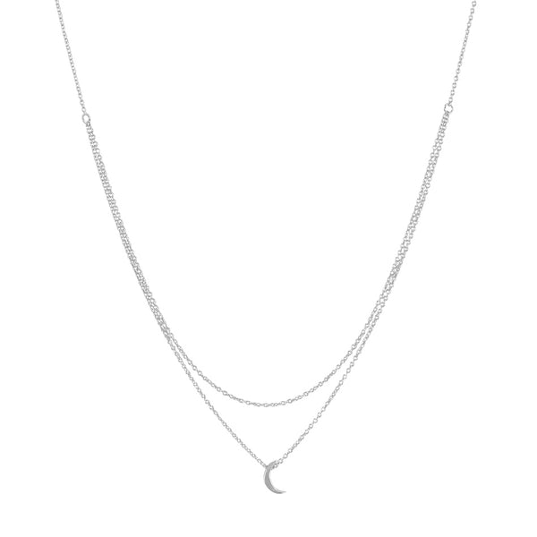 FX0296 925 Sterling Silver Layered Moon Necklace