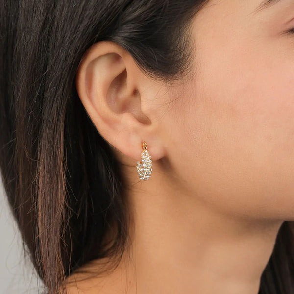 FE1188 925 Sterling Silver Pave Cubic Zirconia Big Chunky Hoop Earrings