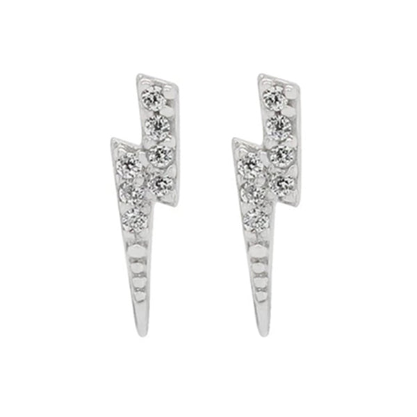 FE0045 925 Sterling Silver Bright Thunder Lightning Stud Earrings