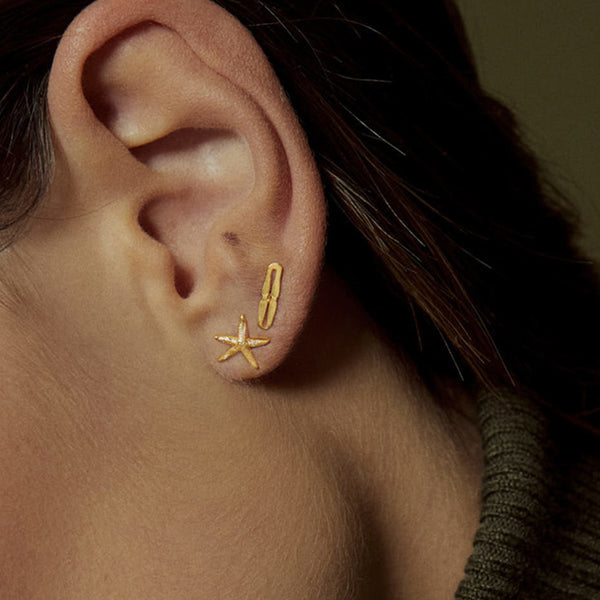 FE0403 925 Sterling Silver Starfish Stud Earrings