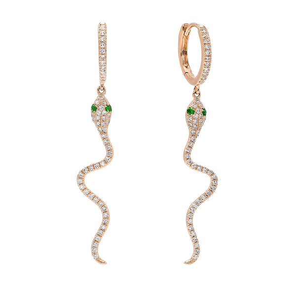 FE0535 925 Sterling Silver Snake Drop Huggie Earrings