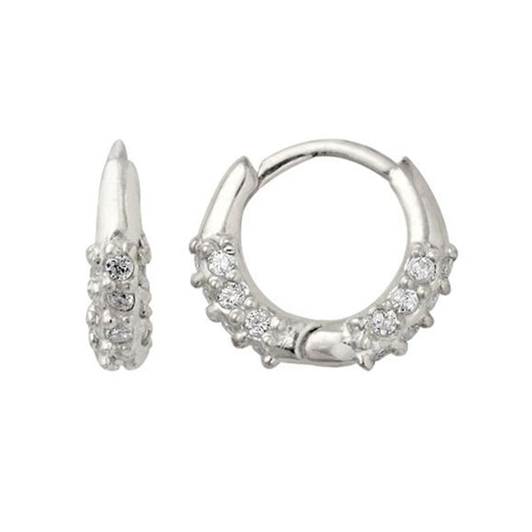 FE0020 925 Sterling Silver Cubic Zircon Huggie Earrings