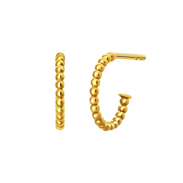 FE0284 925 Sterling Silver Gold Plated Ball Hoop Earrings