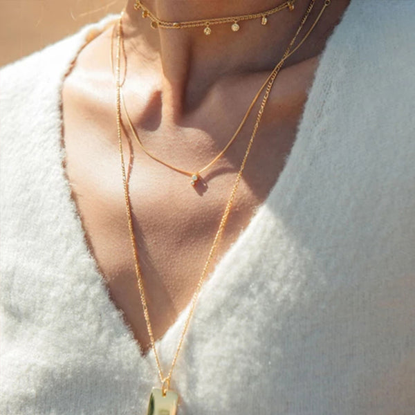 FX0042 925 Sterling Silver Double Diamond Necklace