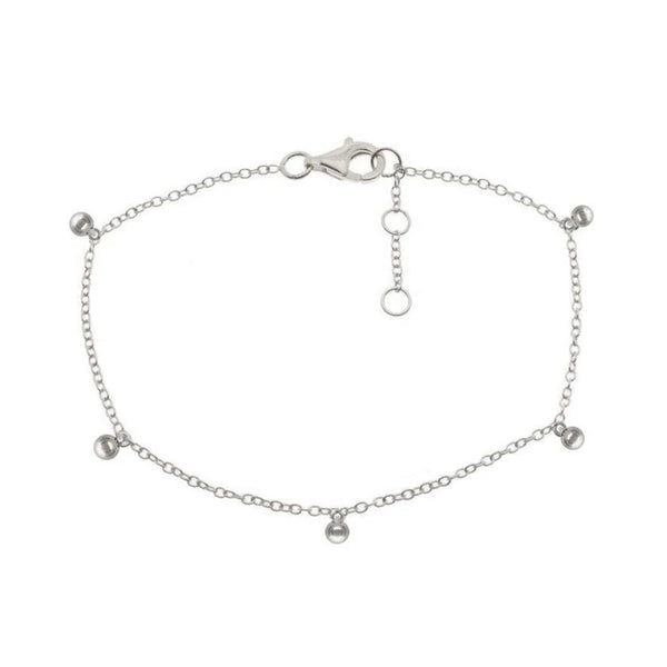 FA0001 925 Sterling Silver Shaker Ball Charm Anklet