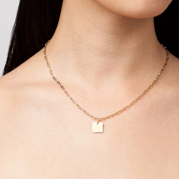 FX0075 925 Sterling Silver Small Square Pendant Necklace