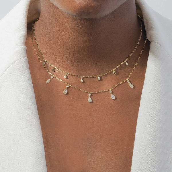 FX0244 925 Sterling Silver Water Drops Necklace