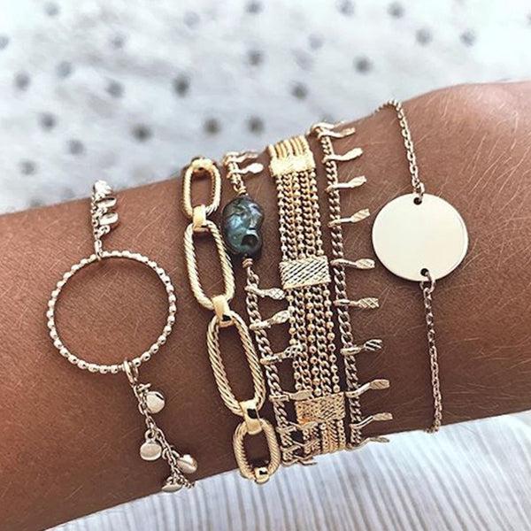 FS0039 925 Sterling Silver Gold Coin Bracelet