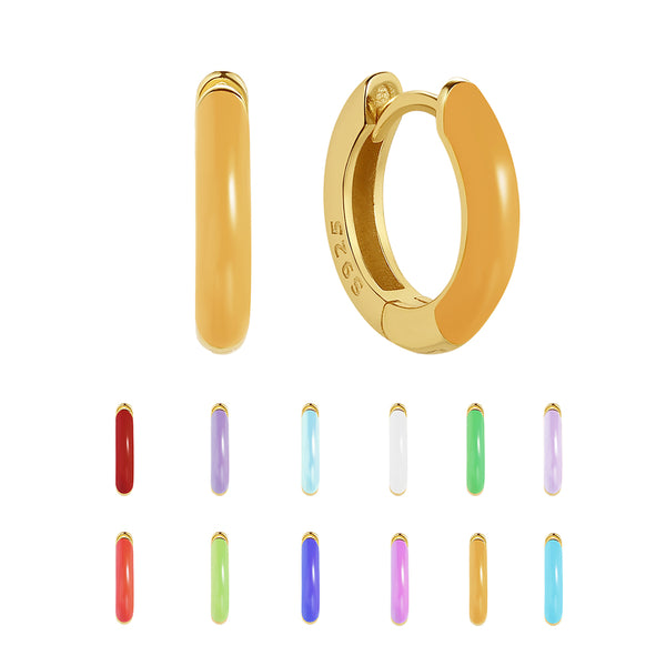 FE1793 925 Sterling Silver Interlock Enamel Hoop Earring