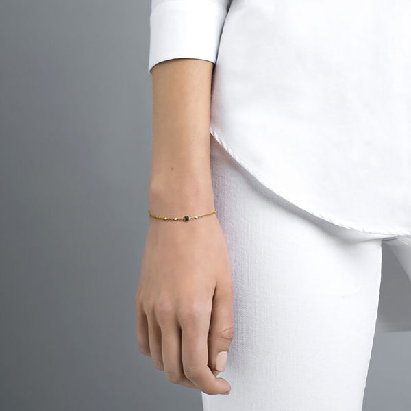 FS0012 925 Sterling Silver Black Spinel Topaz Bracelet