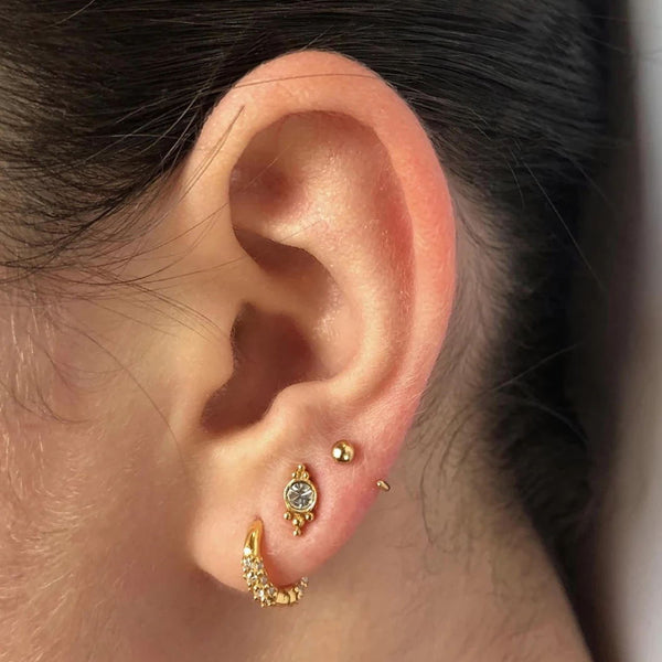 FE0020 925 Sterling Silver Cubic Zircon Huggie Earrings