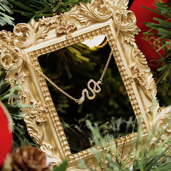 FX0040 925 Sterling Silver sparkly snake necklace