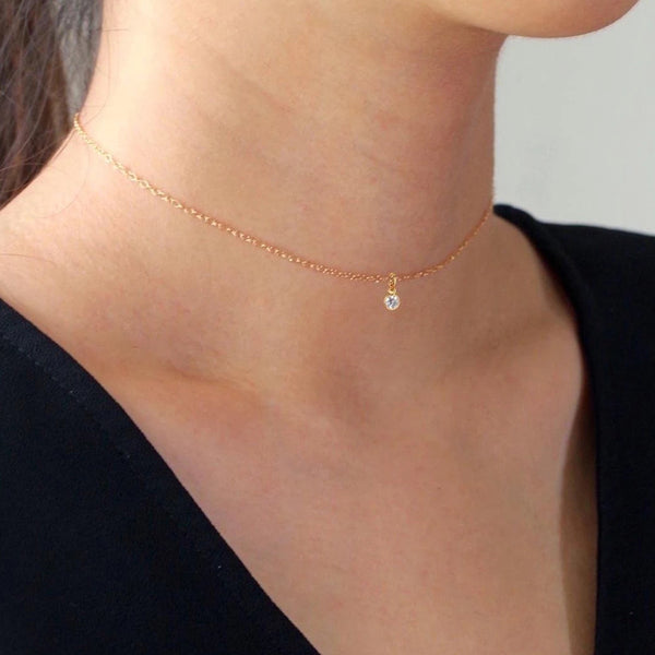 FX0014 925 Sterling Silver Diamond Choker Necklace