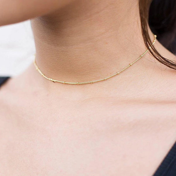 FX0016 925 Sterling Silver Simple Style Choker Necklace